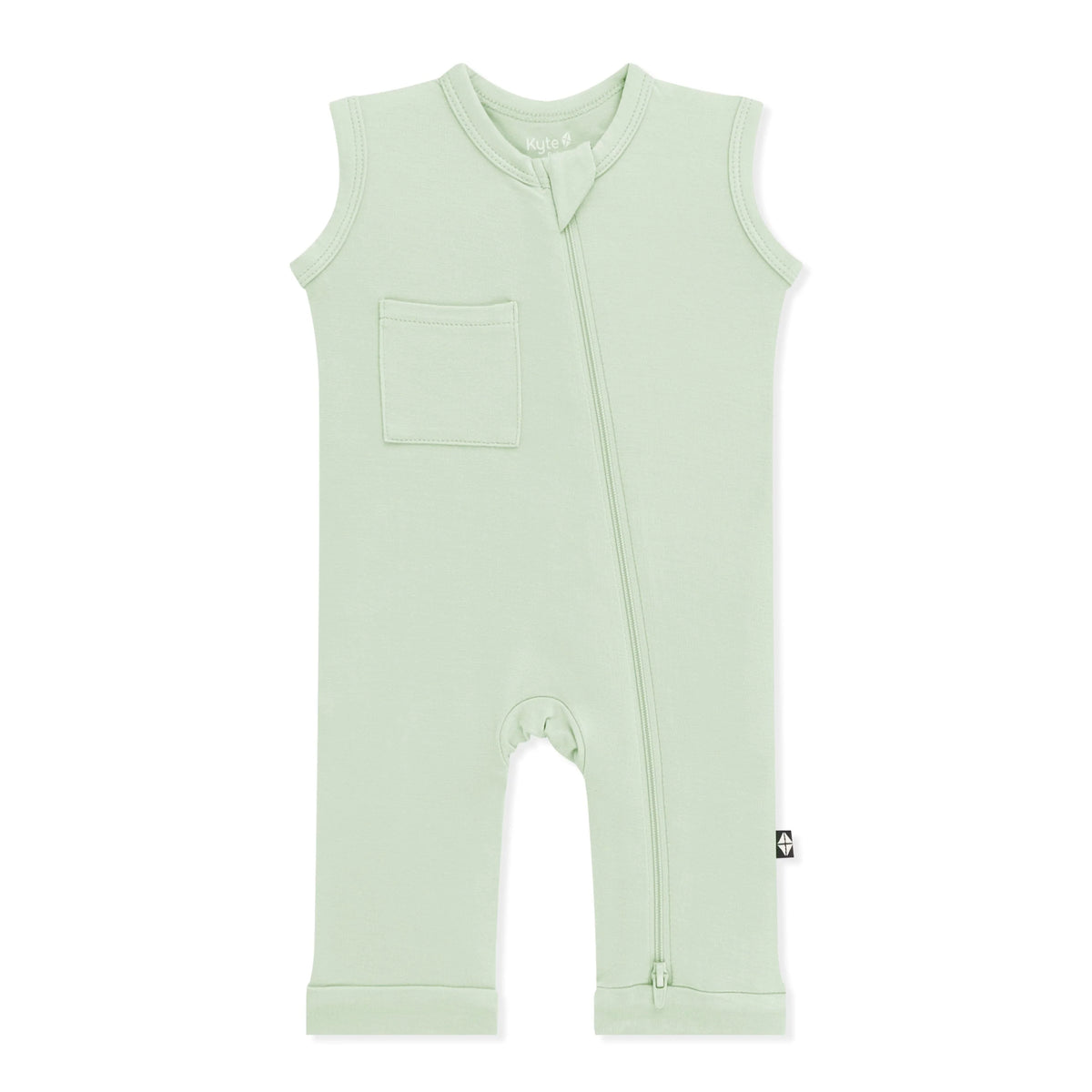 Zippered Sleeveless Romper in Basil
