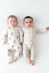 Zippered Romper in Pastel Mickey Mouse