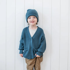 Chunky Knit Ribbed Beanie in Atlantic